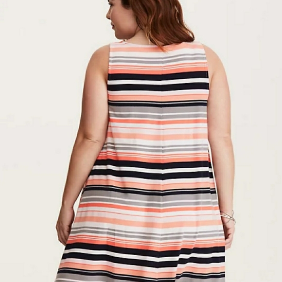 Torrid Striped V-Neck Trapeze Dress - Picture 3 of 4